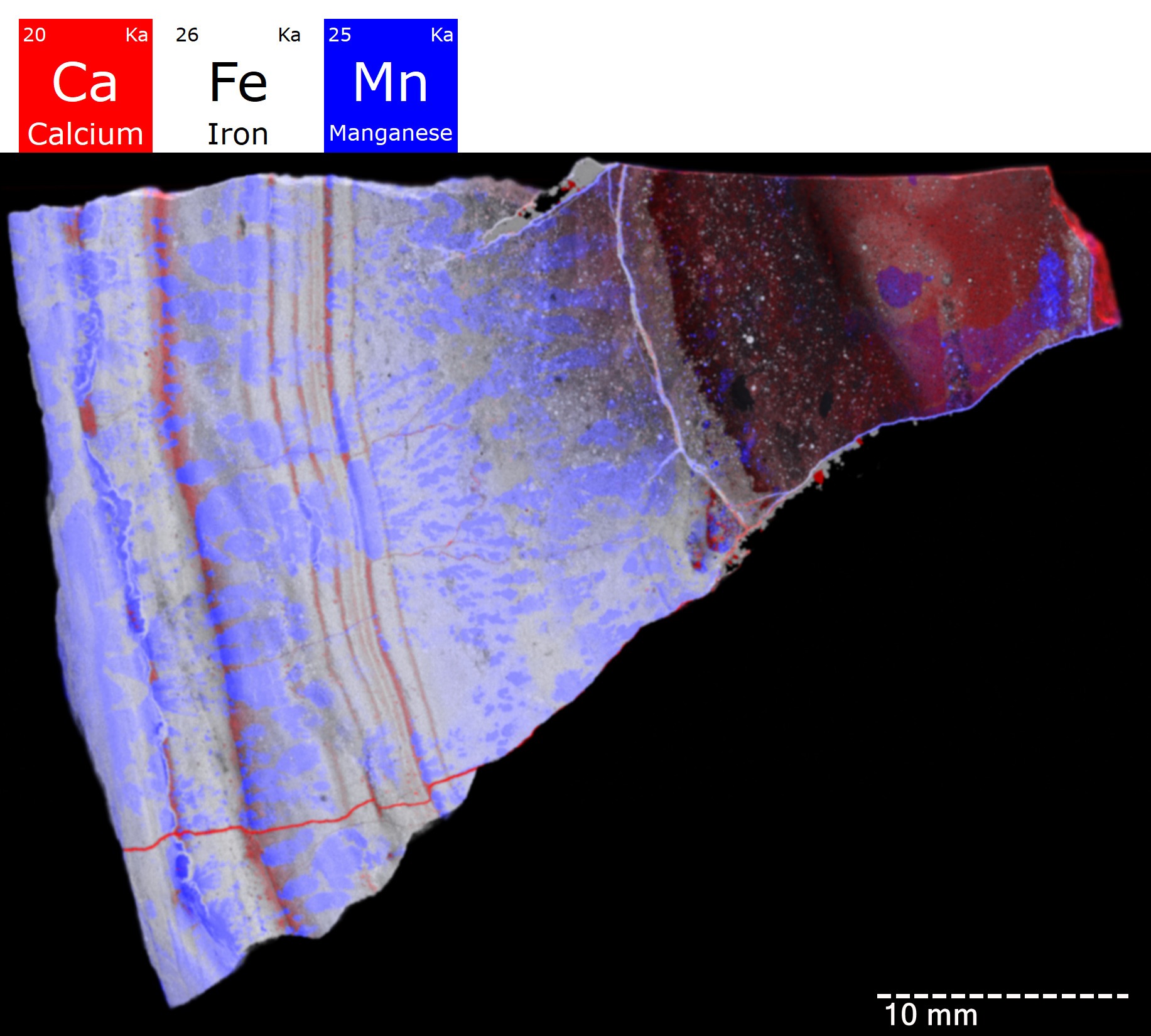 High-resolution microXRF elemental map of a lava flank sample